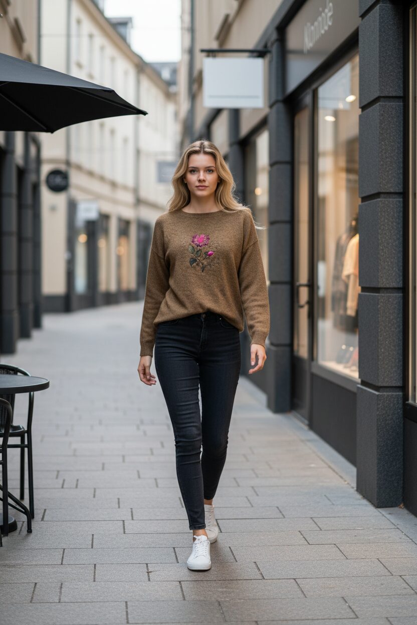 Pruun kampsun lillega - Image 5